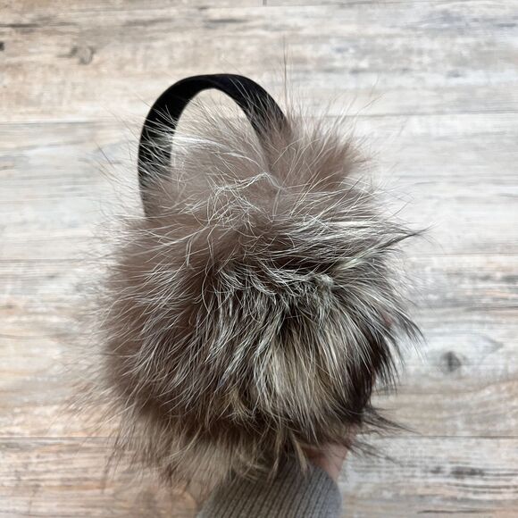 Real Fur Ear Muffs Brown Cream Fox Fur Style Plush Winter Warm Luxury Nordic main image 6